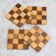 Brown Check Pattern Wooden Coasters for Decor - Pack of 4